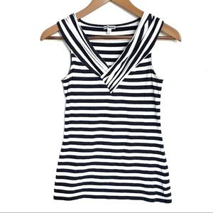 Express Navy Striped Stretch Top